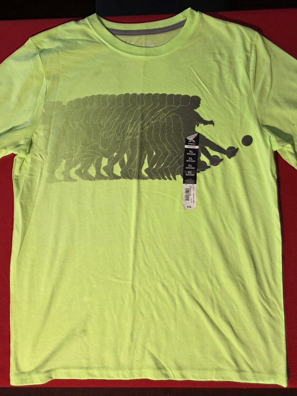 Xersion Neon Green Soccer Motion Graphic Short Sleeve Tee